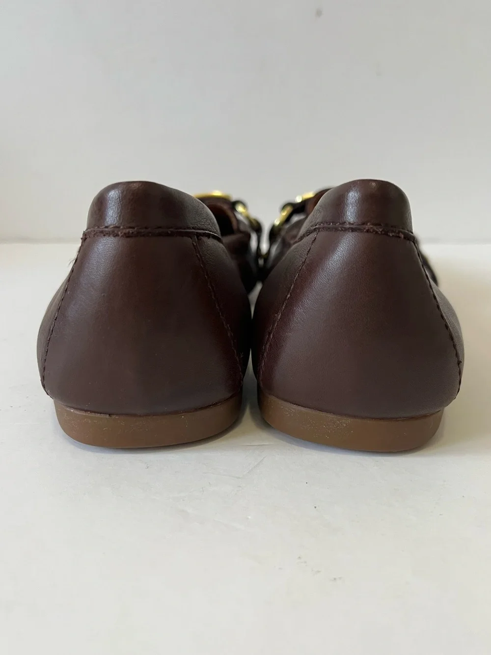 Coach Felisha Brown Leather Gold Accent Driving Loafers Size 8M